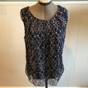 Alfani Top Tank Style Blouse Dark Blue White Lined Stretch